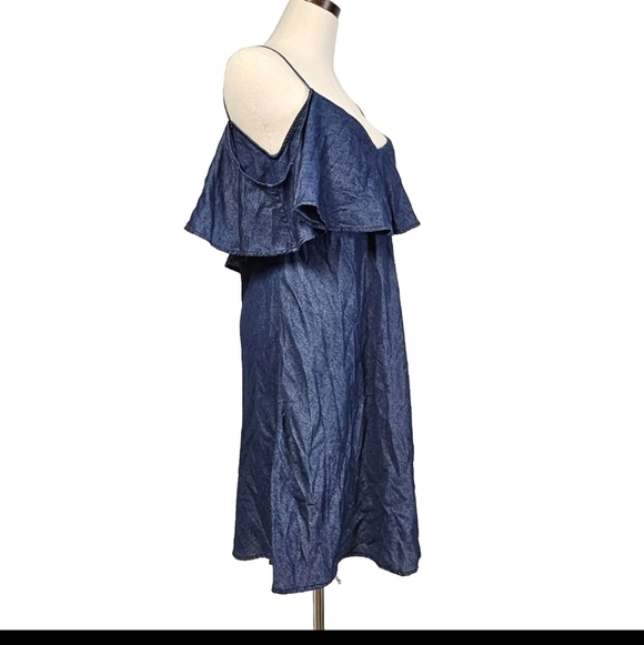 Forme Large Navy Blue Cotton Cold Off The Shoulder Spaghetti Summer Shor… - Picture 2 of 11